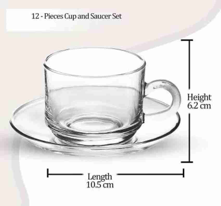 MIRTONICS Pack of 1 Glass cup plate set of 6 glass tea cup set of