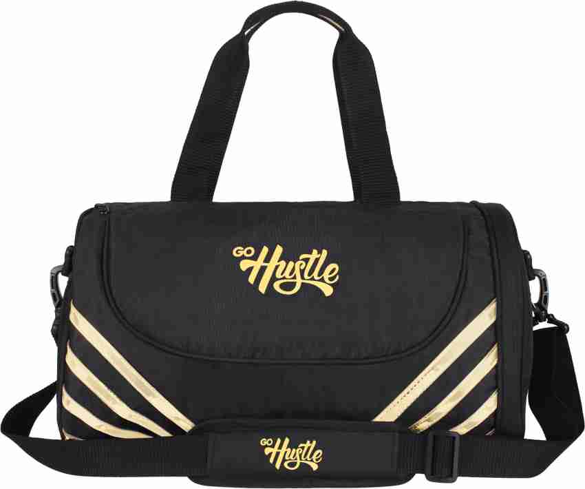 Black and clearance gold gym bag