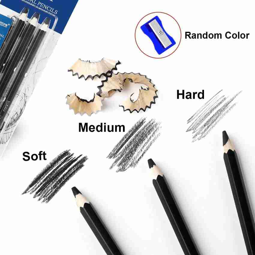 DEZIINE 6pcs Artist Charcoal Pencils Drawing Set Soft Medium  and Hard Charcoal Pencils Pencil 