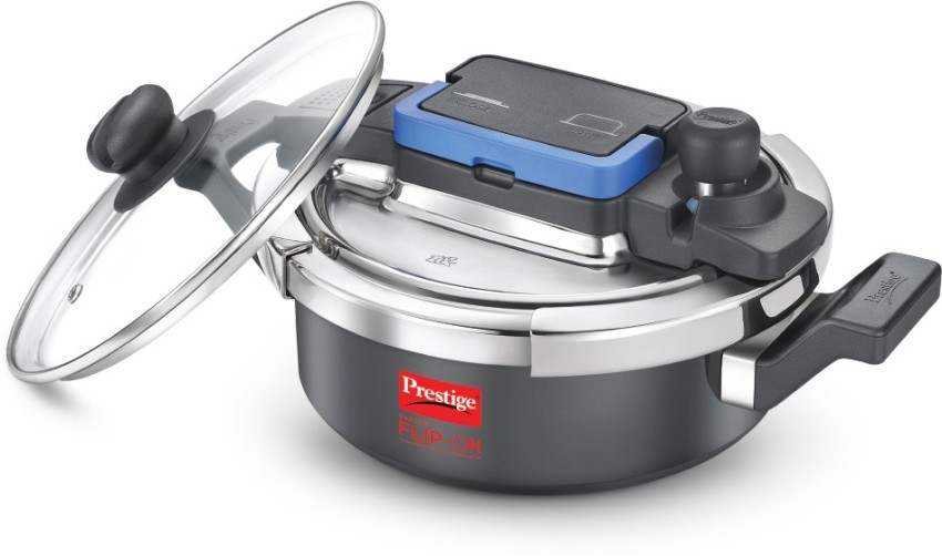 Induction Base Silver 2 Litre Prestige Flip On Stainless Steel Pressure  Cooker, For Cooking, Size: 31 X 21.7 X 14.5 cm(lxhxw)