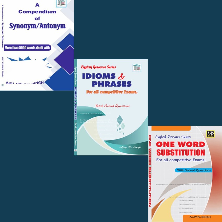 English Resource Book COMBO 6 In 1, Synonym/Antonym, Idioms & Phrases, One Words Substitutions, Preposition, Spelling Test