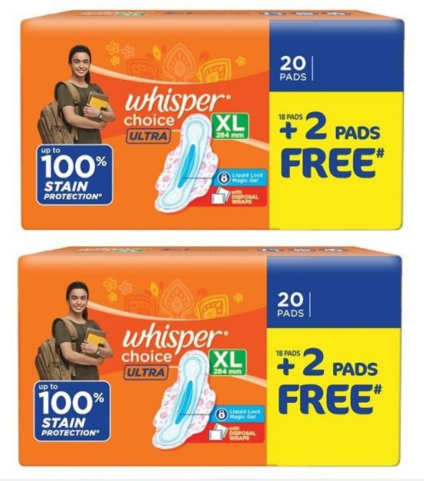 Whisper Choice Ultra XL- 20+20 Pads Sanitary Pad, Buy Women Hygiene  products online in India