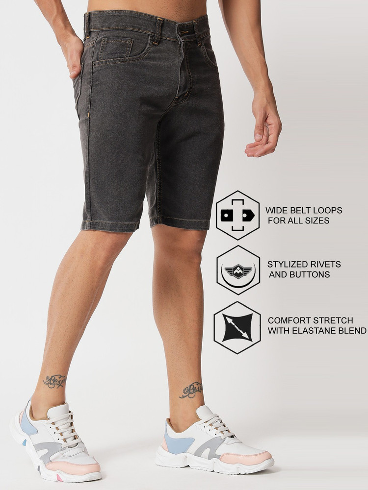 UNITED DENIM Solid Men Grey Denim Shorts Buy UNITED DENIM Solid