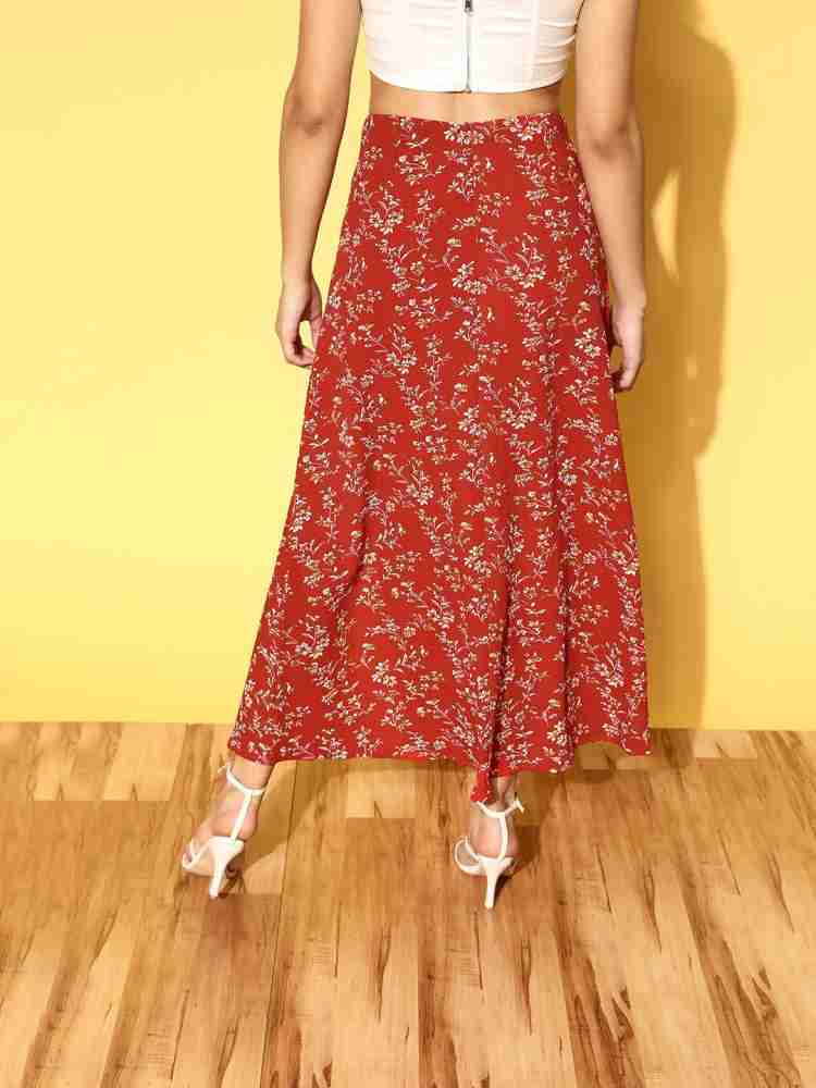 Floral hotsell skirt red