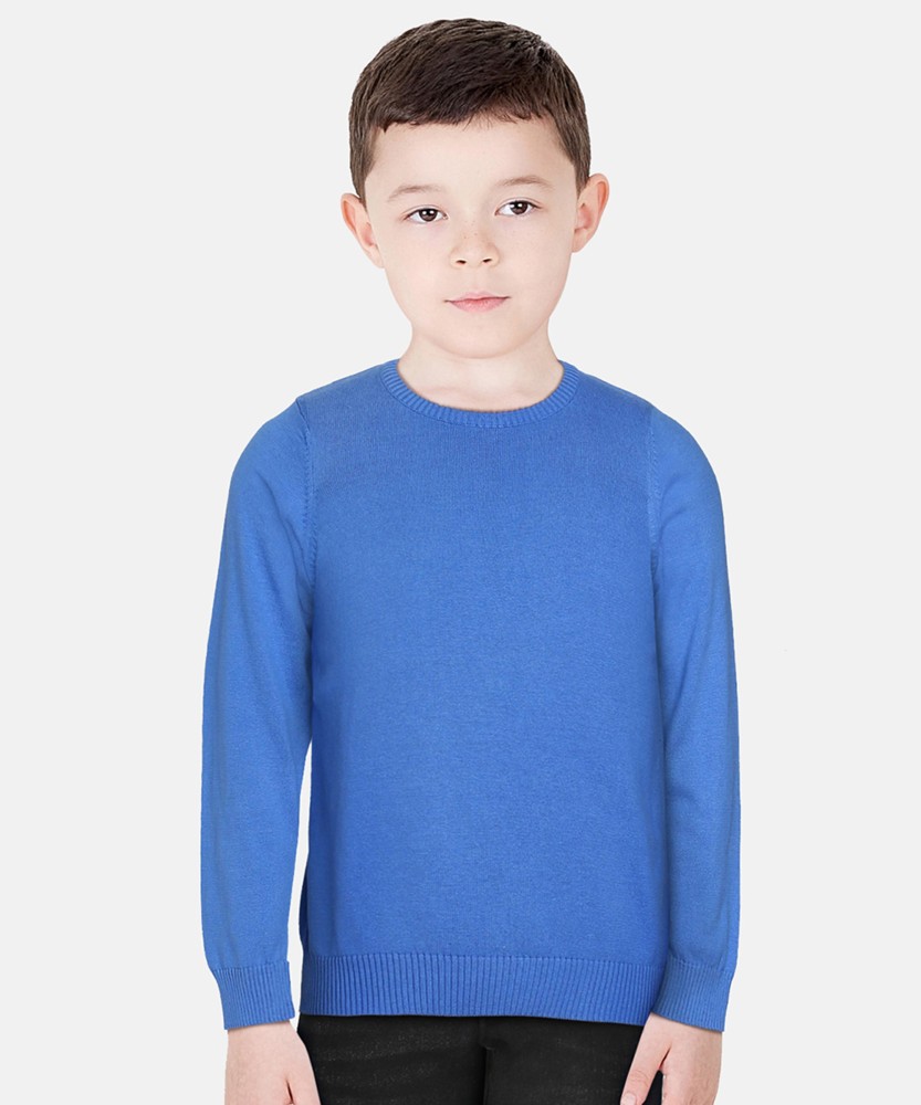 Miss Chief by Flipkart Solid Round Neck Casual Boys Blue Sweater Buy Miss Chief by Flipkart Solid Round Neck Casual Boys Blue Sweater Online at Best Prices in India