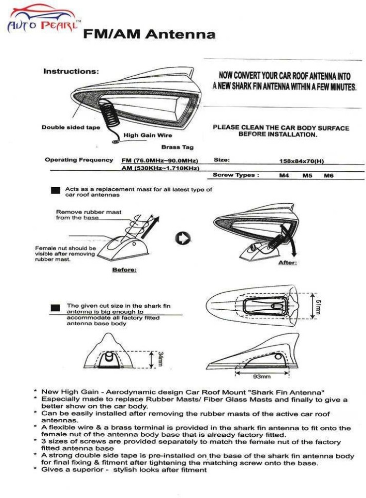 Faauto Premium Quality Car Antenna, Shark Fin Antenna Roof