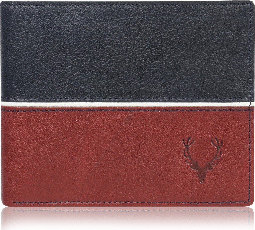 Buy Allen Solly Men Blue Printed Leather Two Fold Wallet - Wallets