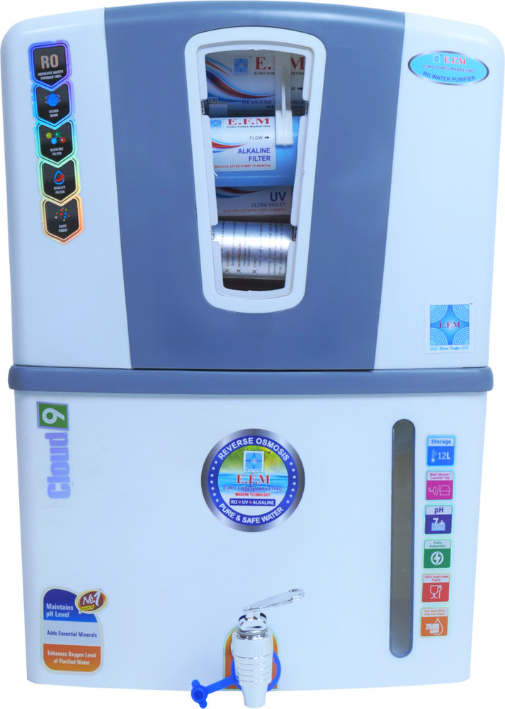 E.F.M Blue Ocean Water Purifier Regular Domestic RO System 10 L RO + UV +  UF + TDS Water Purifier - E.F.M 