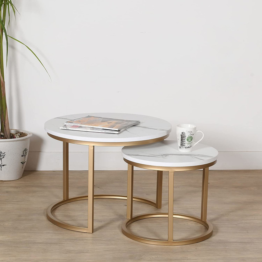 PRITI Coffee Table Nesting Side Coffee Tables Set of 2 Golden White Marble Stone Nesting Table Price in India Buy PRITI Coffee Table Nesting Side Coffee Tables Set of 2 Golden