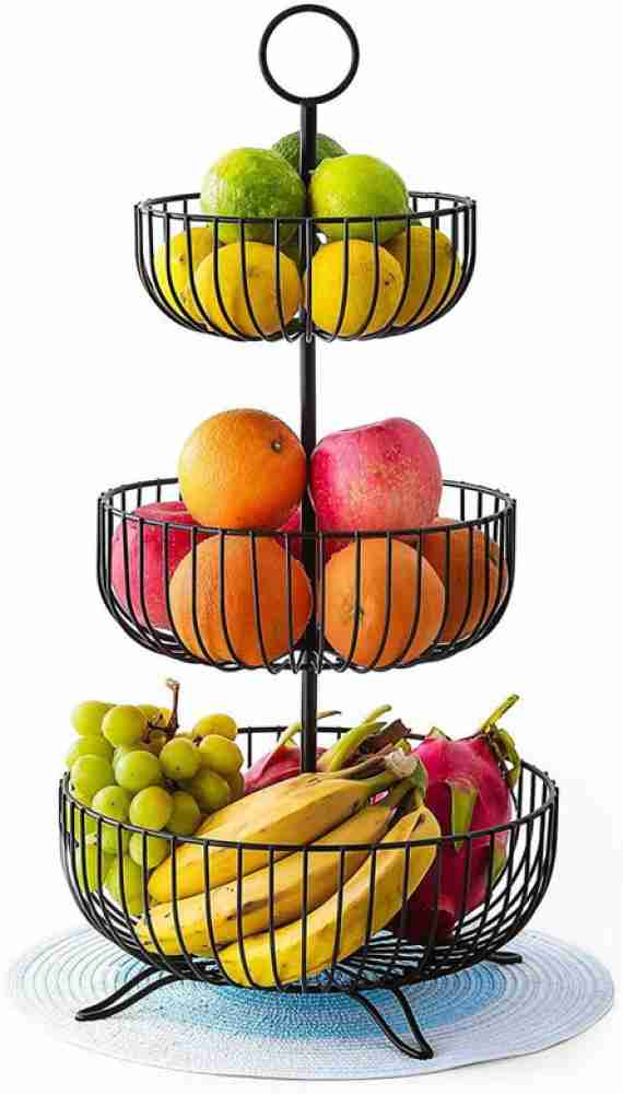 Iron Double-layer Desktop Fruit Basket Restaurant Snack Storage Fruit Plate  Metal Basket Fruit Storage Basket