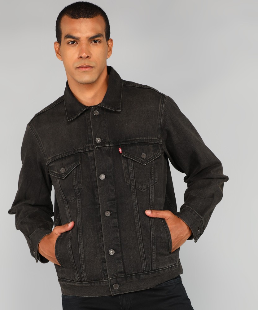 Levis mens denim on sale jacket black