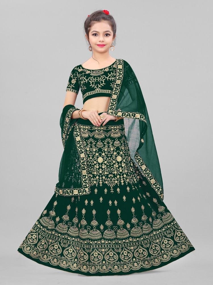 LADY SHOPI Girls Lehenga Choli Ethnic Wear Embroidered Lehenga Choli and Dupatta Set