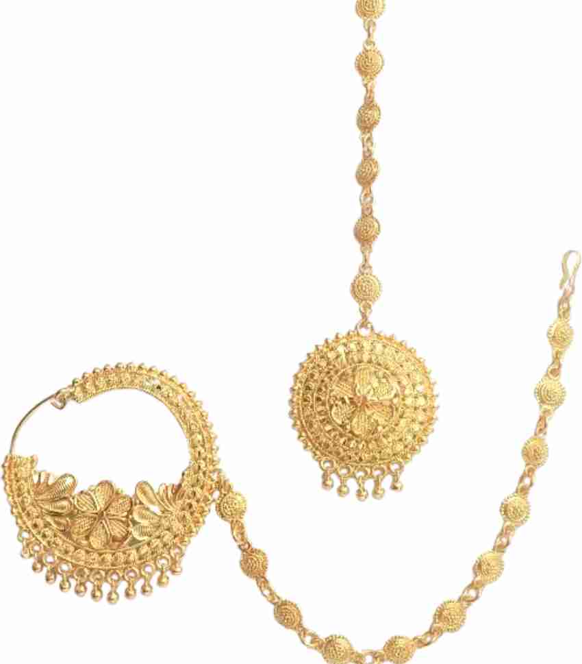 Nath tikka sale design in gold