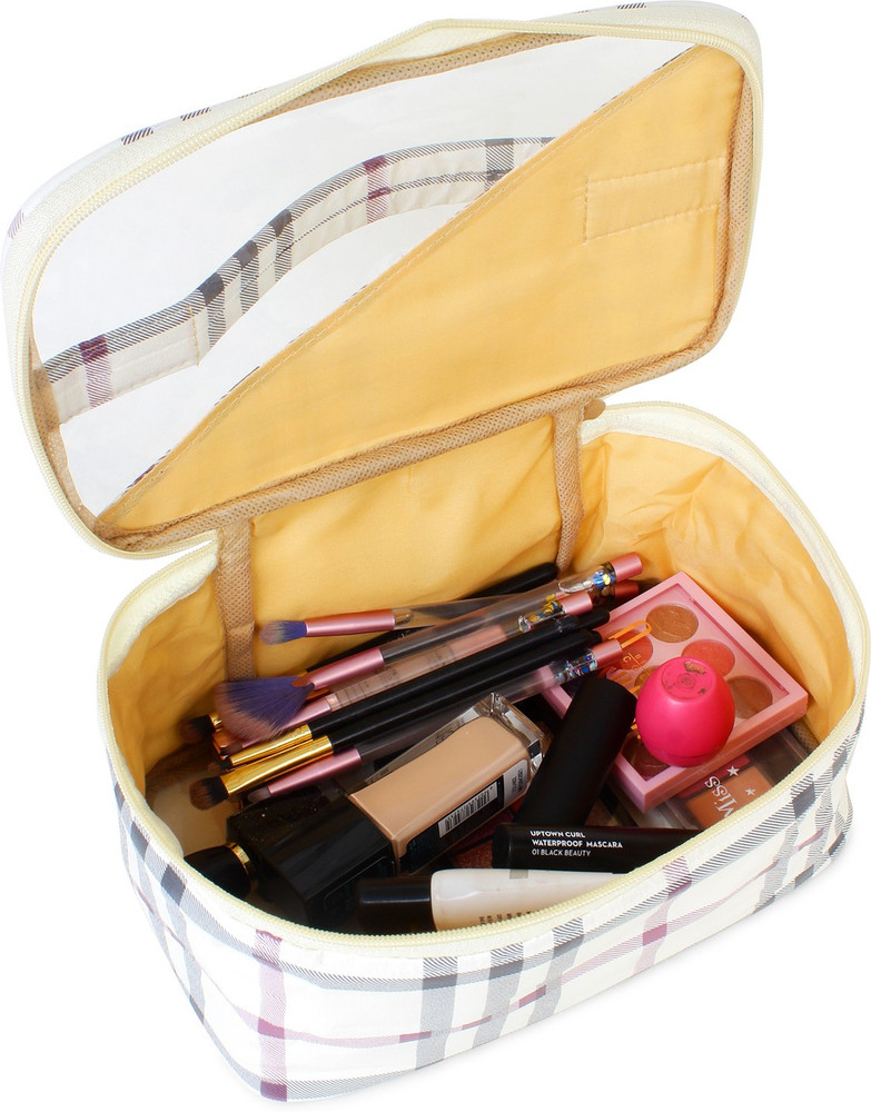 Bag Pepper transparent travel pouch makeup bag cosmetic kit for women pouches for women Cosmetic Bag Grey Pink Price in India Flipkart
