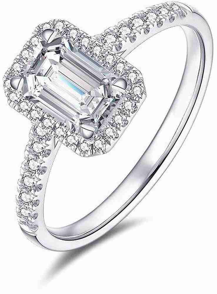 SILVERSHOPE 925 Original silver big size Square ring with Diamond