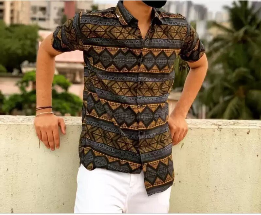 Finotic Men Printed Casual Black Shirt Buy Finotic Men Printed