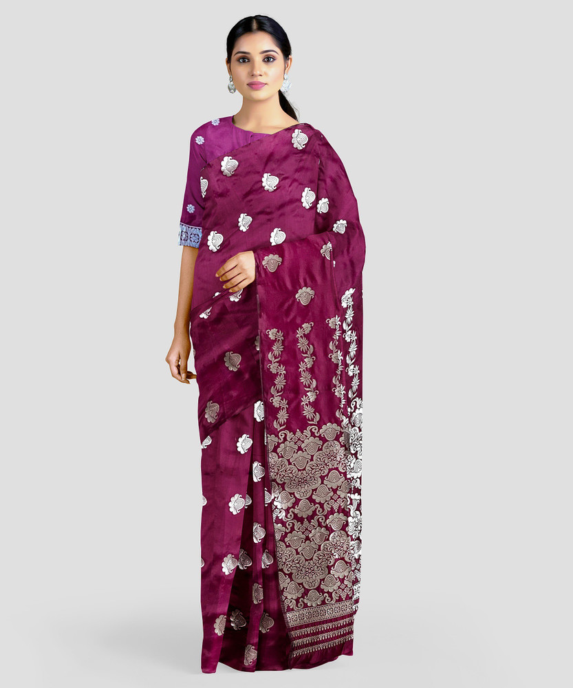 Buy kamdar Woven Mekhela Chador Silk Blend Maroon Sarees Online Best Price In India Flipkart