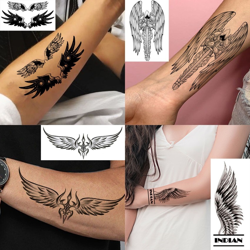 surmul Eagle Wings Bird Black and White Design Temporary Waterproof Tattoo  For Men and Women  Price in India Buy surmul Eagle Wings Bird Black and  White Design Temporary Waterproof Tattoo For