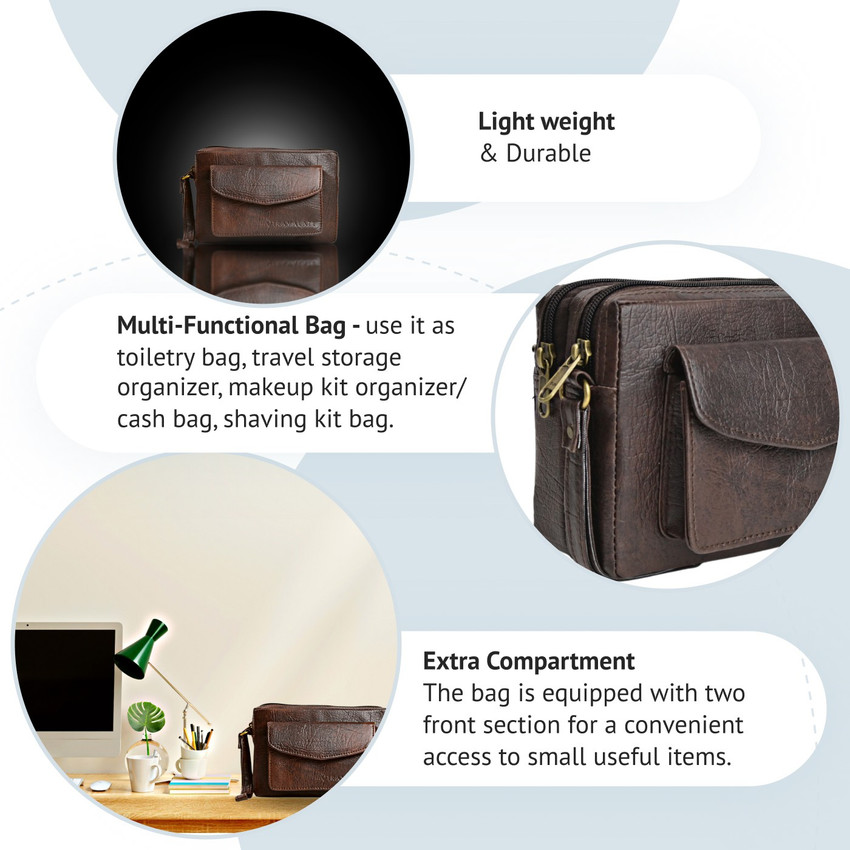 Travalate Toiletry Bag Cash Pouch Money Carrying Pouch Handbags Multipurpose Travel Pouch Brown Price in India Flipkart