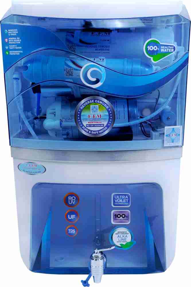 E.F.M Blue Ocean Water Purifier Regular Domestic RO System 10 L RO + UV +  UF + TDS Water Purifier - E.F.M 