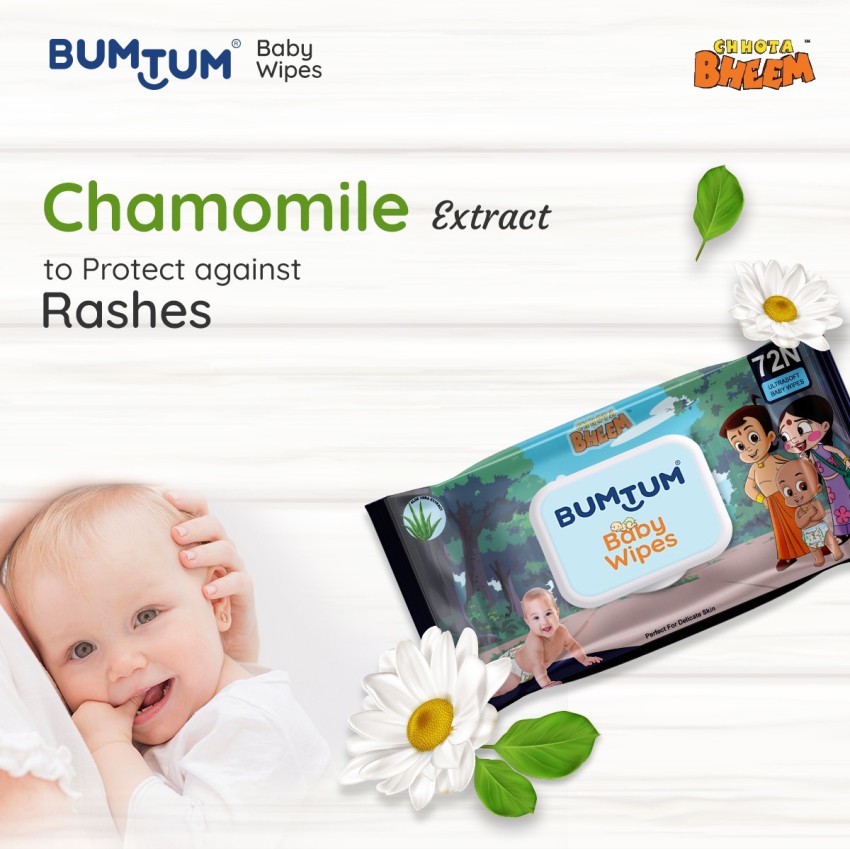 Buy Bumtum Baby Gentle 99% Pure Water Soft Moisturizing Wet Wipes With Lid, Aloe Vera & Chamomile Extracts