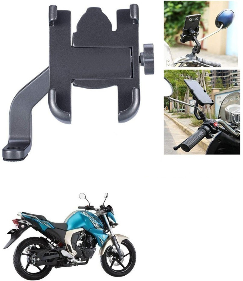 Qiisx Mirror Fitting Metal Mobile Holder For Yamaha FZ Bike Mobile