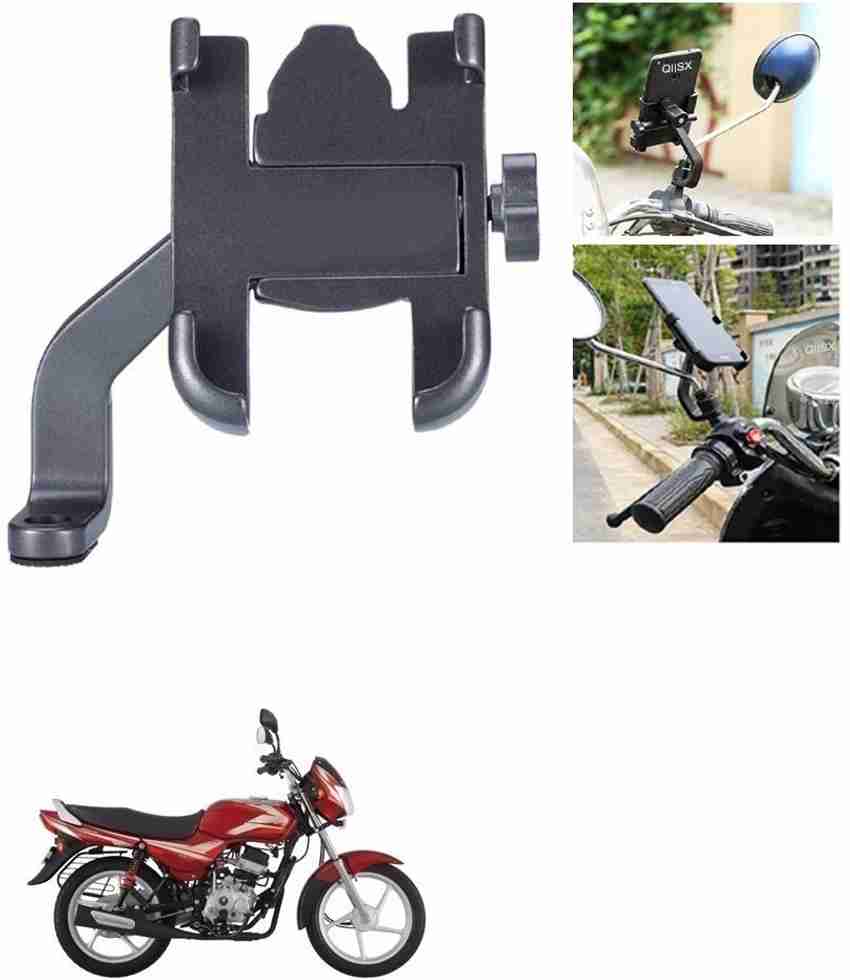 Qiisx Mirror Fitting Metal Mobile Holder For Bajaj CT 100 Bike