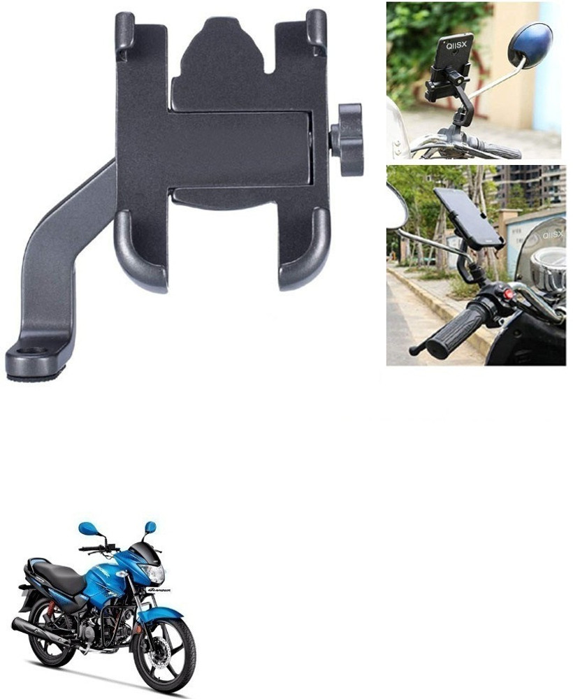 AutoGnix Mirror Fitting Metal Mobile Holder For Hero Glamour FI