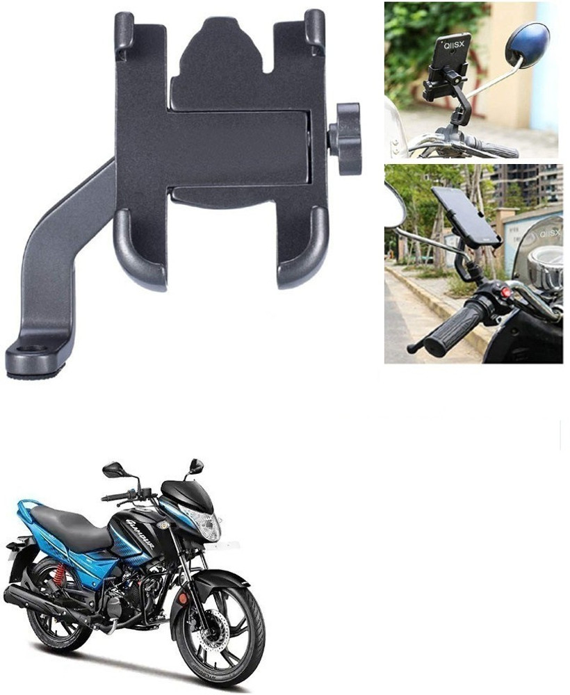 AutoGnix Mirror Fitting Metal Mobile Holder For Hero Glamour i3s