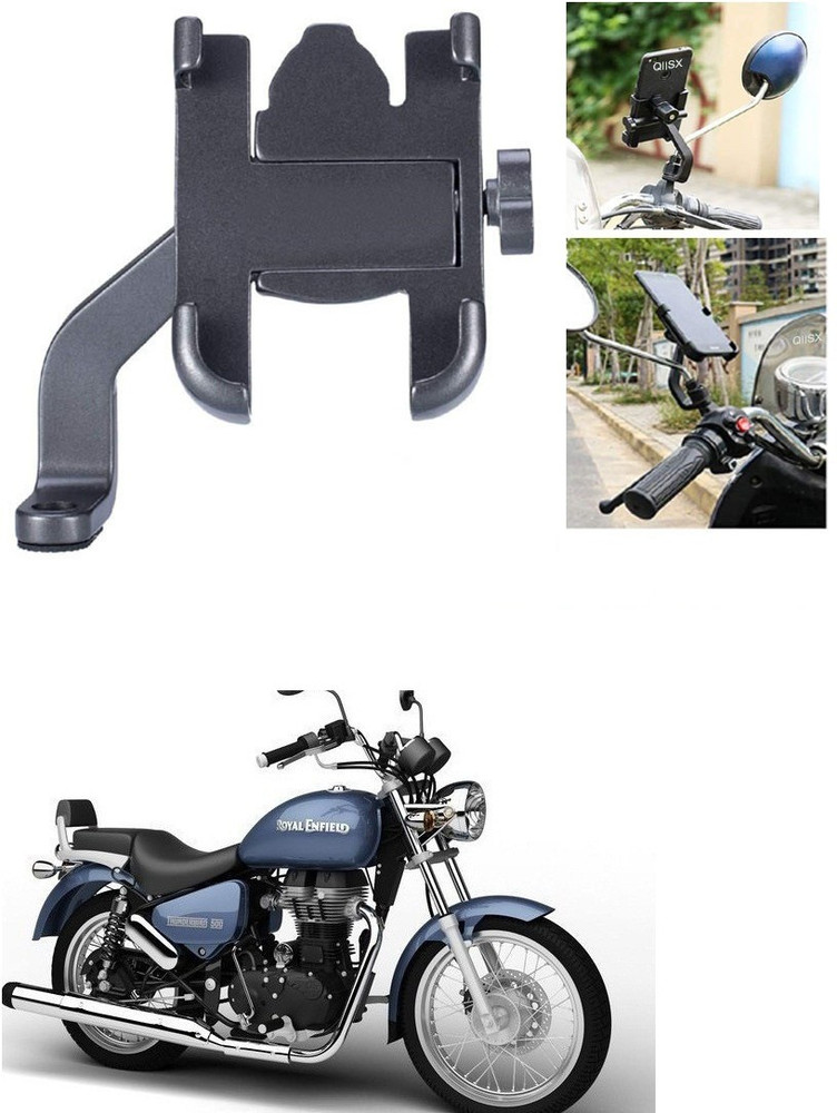 Qiisx Mirror Fitting Metal Mobile Holder For Royal Enfield