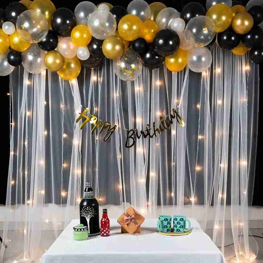 Fun and Flex Black And Gold Balloon Decoration Combo Kit With