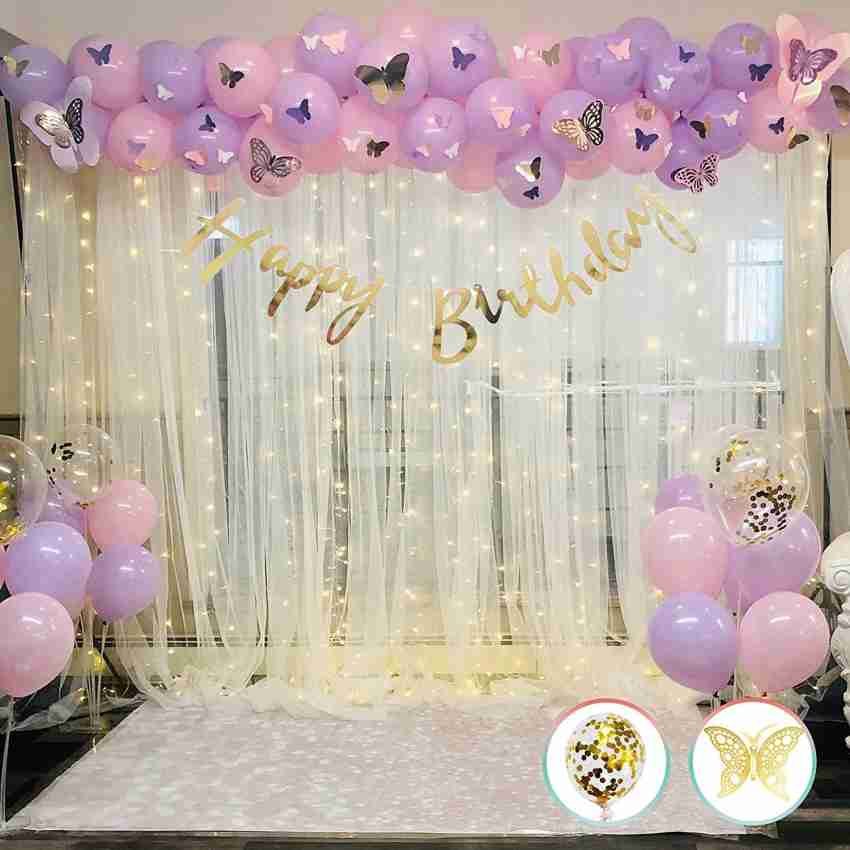 Fun and Flex Rainbow Pastel Birthday Decorations Kit with White Net Curtain  and Fairy Light Price in India - Buy Fun and Flex Rainbow Pastel Birthday  Decorations Kit with White Net Curtain