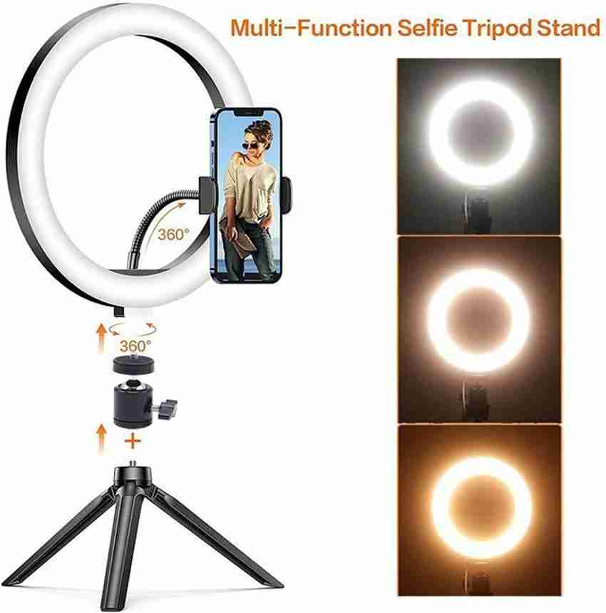 PEEHU 26cm Round Selfie Stick Photography Ring Light for YouTube