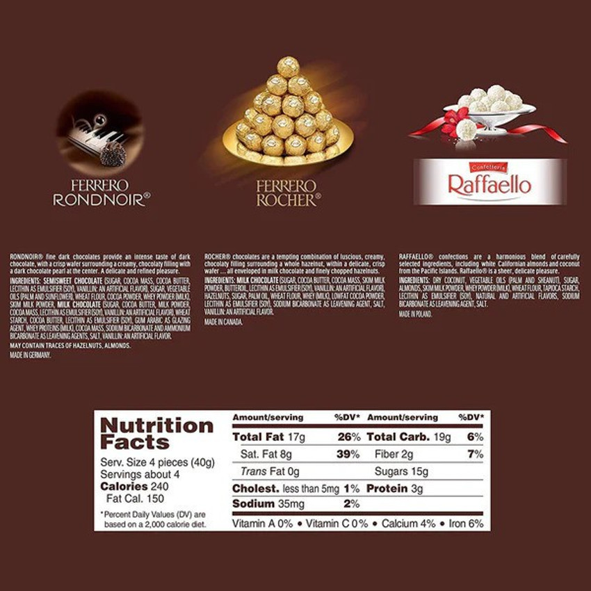 1 ferrero hot sale rocher calories