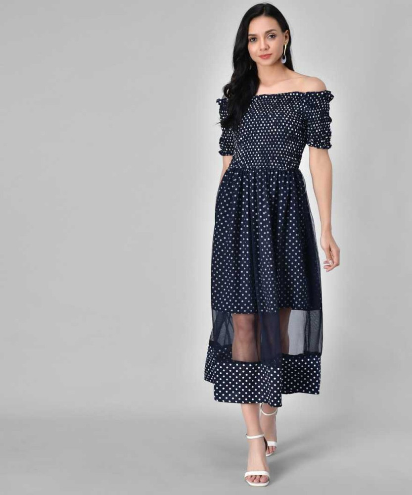 EVEROUTFIT Women A line Blue White Dress Buy EVEROUTFIT Women A line Blue White Dress Online at Best Prices in India Flipkart