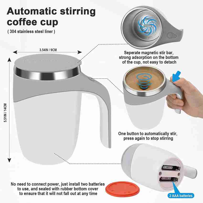 Self Stirring Coffee Mug - Magnetic Automatic Mixing, Stainless