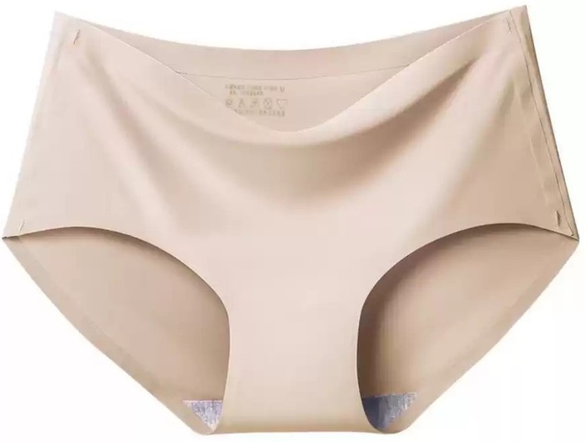 Buy GLAMORAS Women's Invisible Ice Silk Seamless Panties No Show Laser Cut  Hipster Brief Underwear, Free Size,Beige at