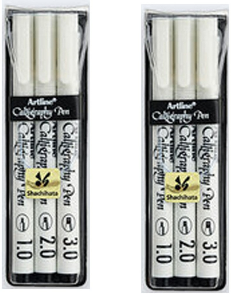 Artline calligraphy pen 1.0,2.0,3.0mm Black pack Of 2 Calligraphy