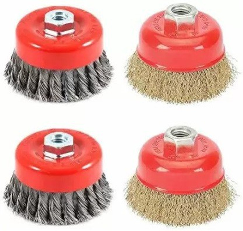 Grizzly combo of Twisted Cup Brush and Brass Circle Wire Brush for