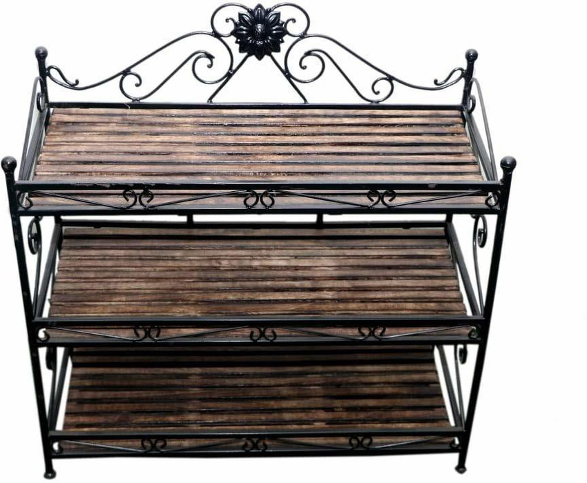 realms kraft 3 Tier Shoe Rack Shelves Shelfs Racks Wood Wrought Iron for Living Room Wooden Iron Wall Shelf Price in India Buy realms kraft 3 Tier Shoe Rack Shelves Shelfs Racks Wood