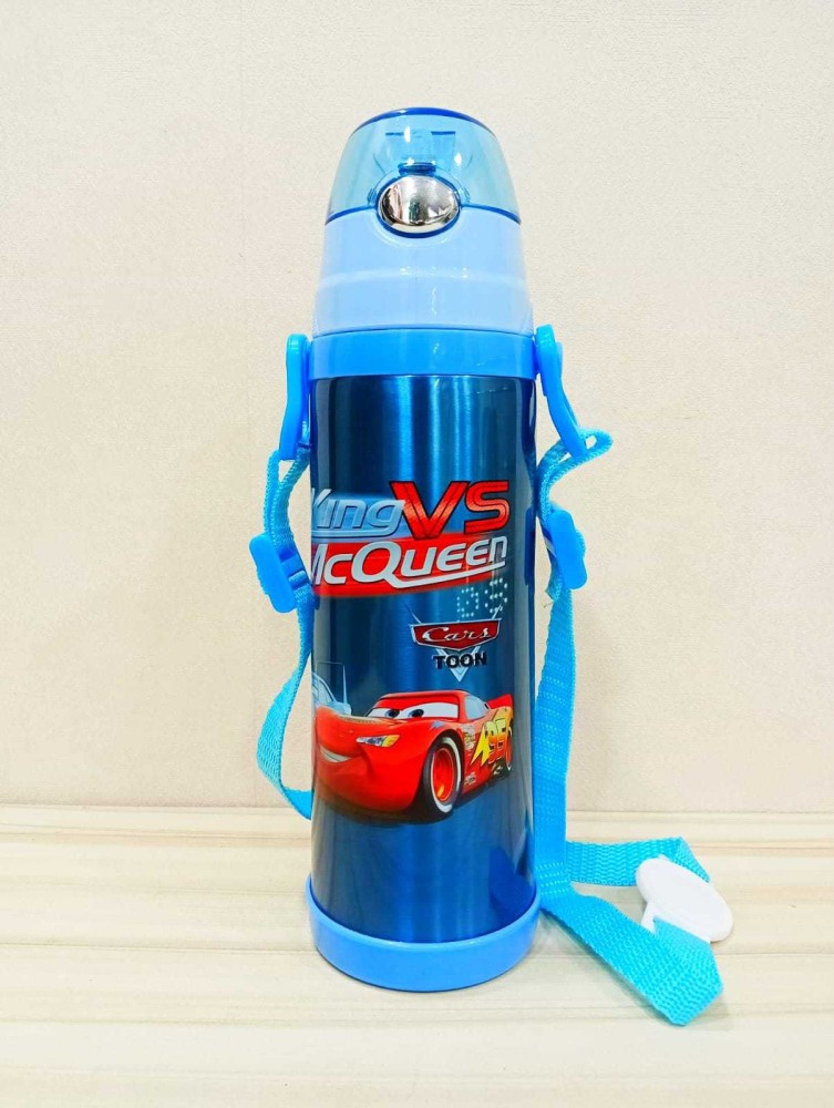 Spiderman Themed Plastic School Water bottle with Silicon Straw and Strap