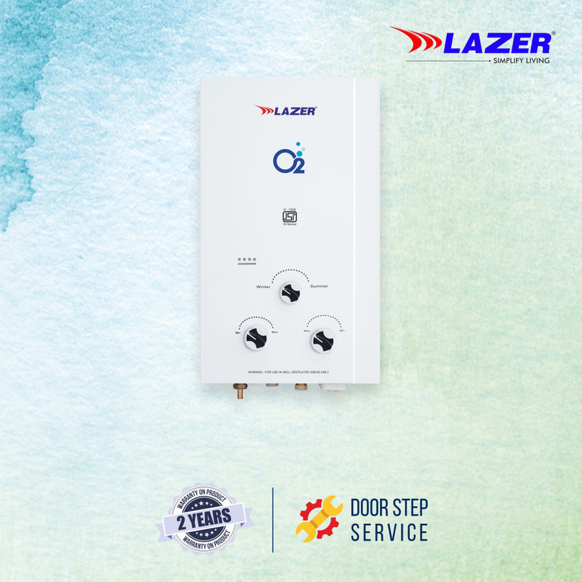 Lazer 6 L Gas Water Geyser (O2 Gas Vertical, White) Price in India - Buy  Lazer 6 L Gas Water Geyser (O2 Gas Vertical, White) online at Flipkart.com