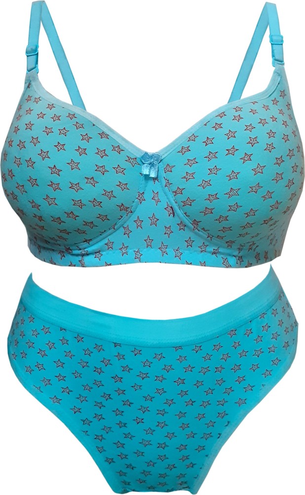 Buy online Blue Cotton Bras And Panty Set from lingerie for Women by Liigne  for ₹309 at 76% off