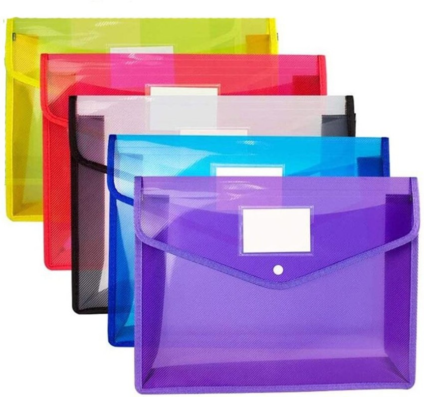 TrueAlly 10 Pack A4Legal Top Opening Document File Bag Colored Envelope  Holder Storage Case Snap Button Organizer My Clear Plastic Container  Pack of 10 Mix Colors  Amazonin Office Products