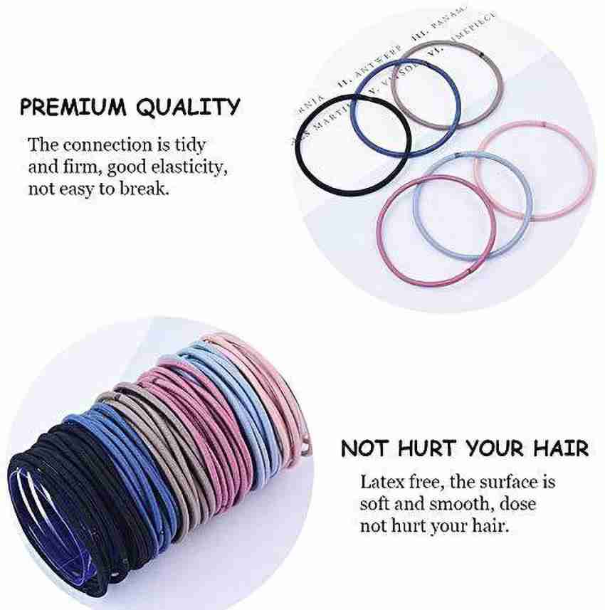 MAORULU 100 Count Hair Elastics Colorful, No Metal Hair Ties