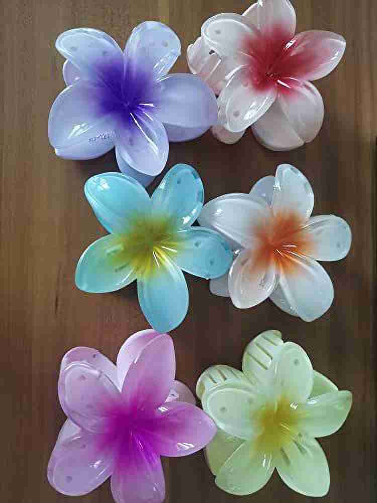MAORULU 6Pcs Flower Hair Clip Flower Claw Clips Plumeria Flower
