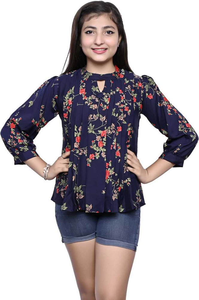 Fellamo Casual Floral Print Women Blue Top Buy Fellamo Casual