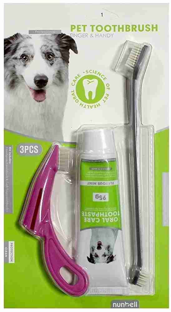 PetMe Nunbell Oral Dental Kit 3 in 1 Combo Finger Long Brush