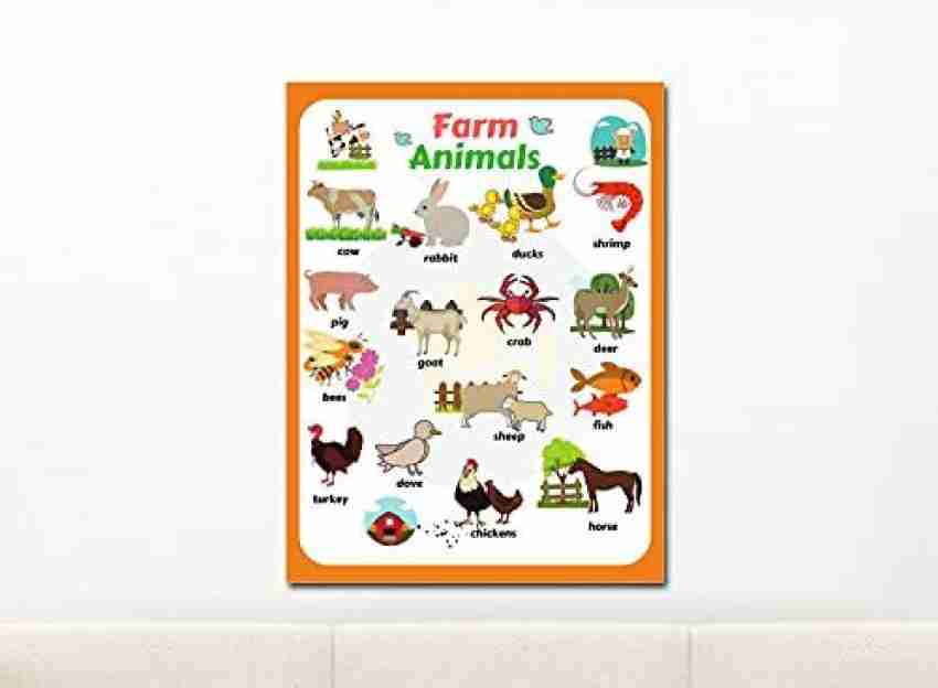 Lot de 4 posters pour chambre d'enfant A4 ,Poster animaux Motifs  animaliers,sans cadre photo