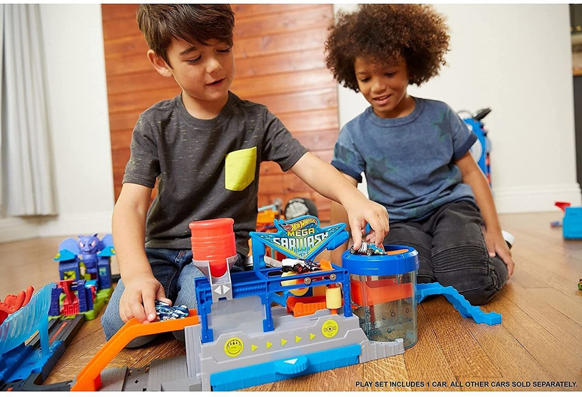 Hot wheels mega car wash color shifters city playset top